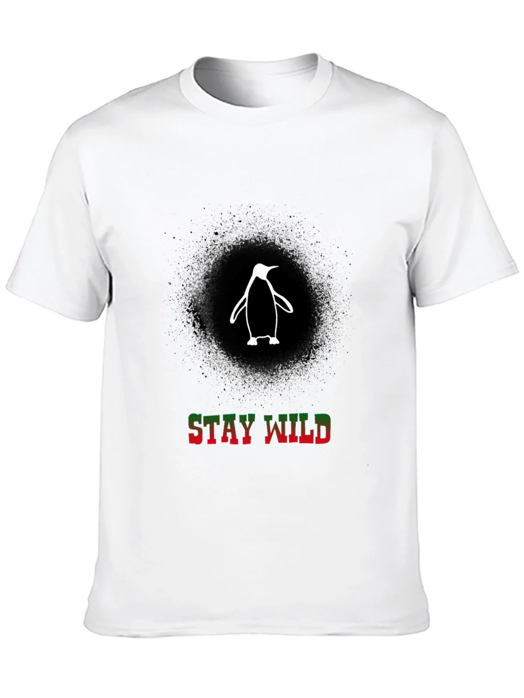Stay Wild Penguin Graphic Tee - Black Cotton T-Shirt