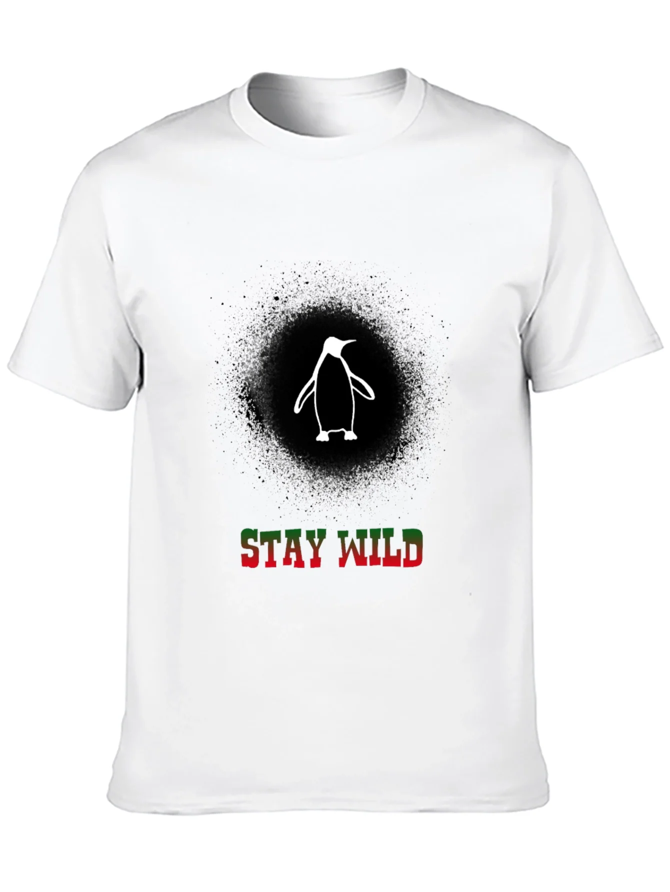 Stay Wild Penguin Graphic Tee - Black Cotton T-Shirt