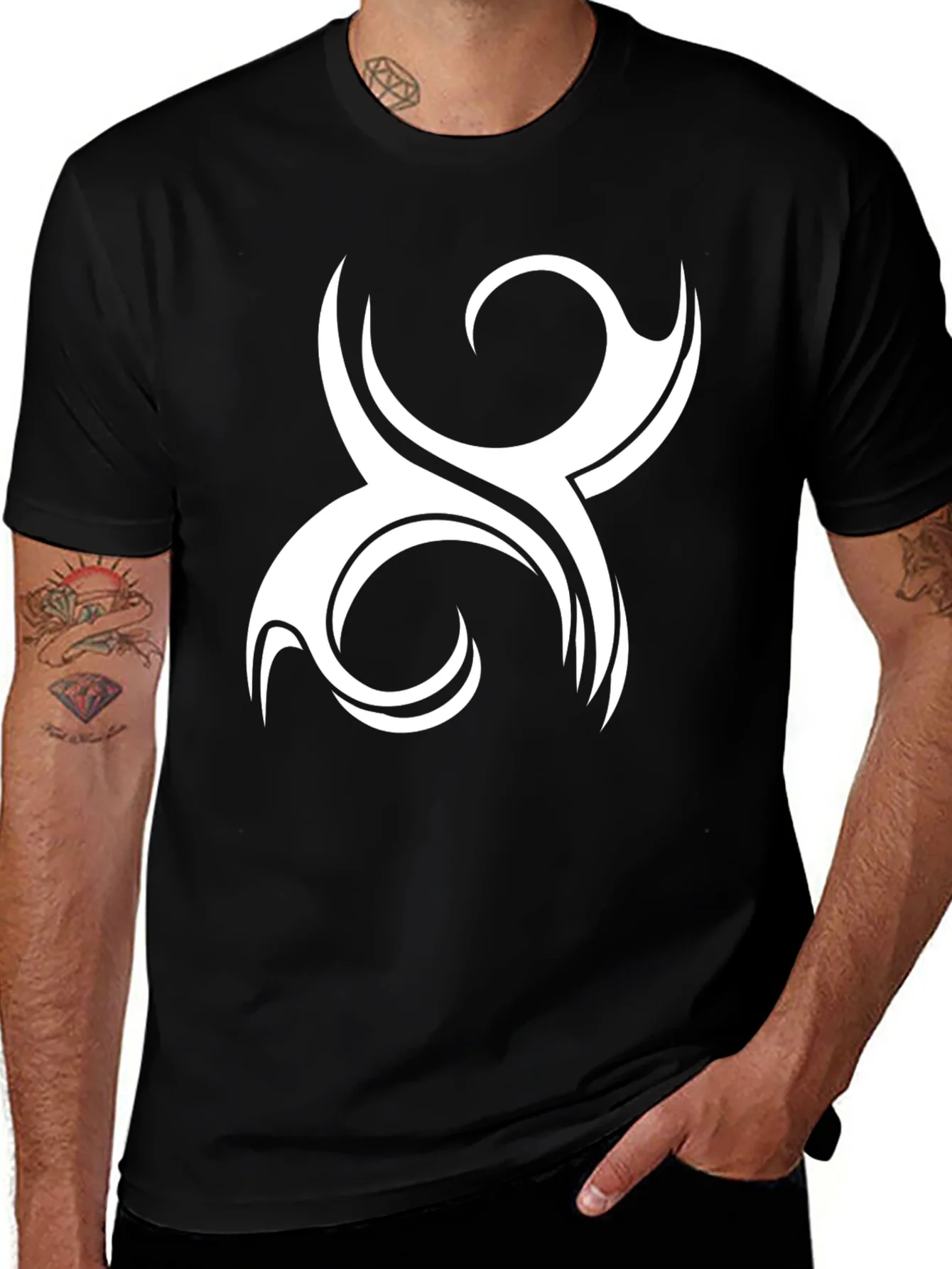 Tribal Swirl Graphic Tee - Black Cotton Comfort