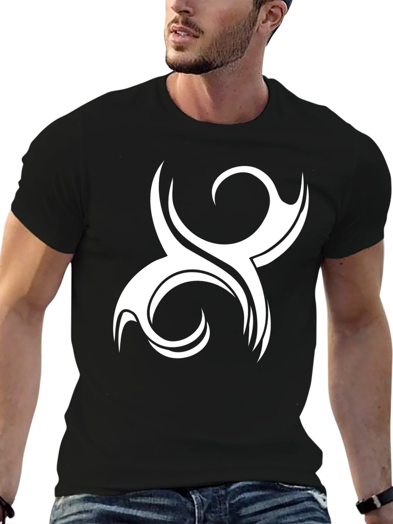 Tribal Swirl Graphic Tee - Black Cotton Comfort