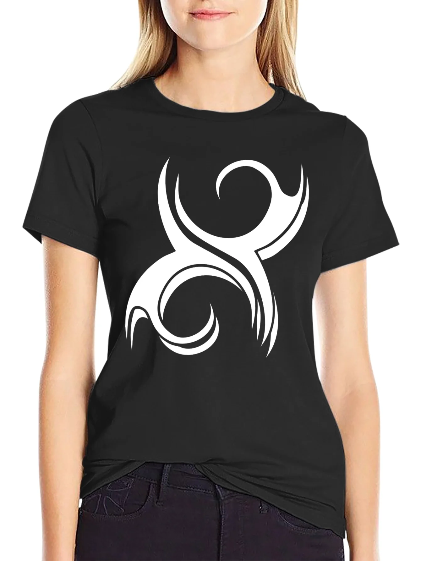 Tribal Swirl Graphic Tee - Black Cotton Comfort