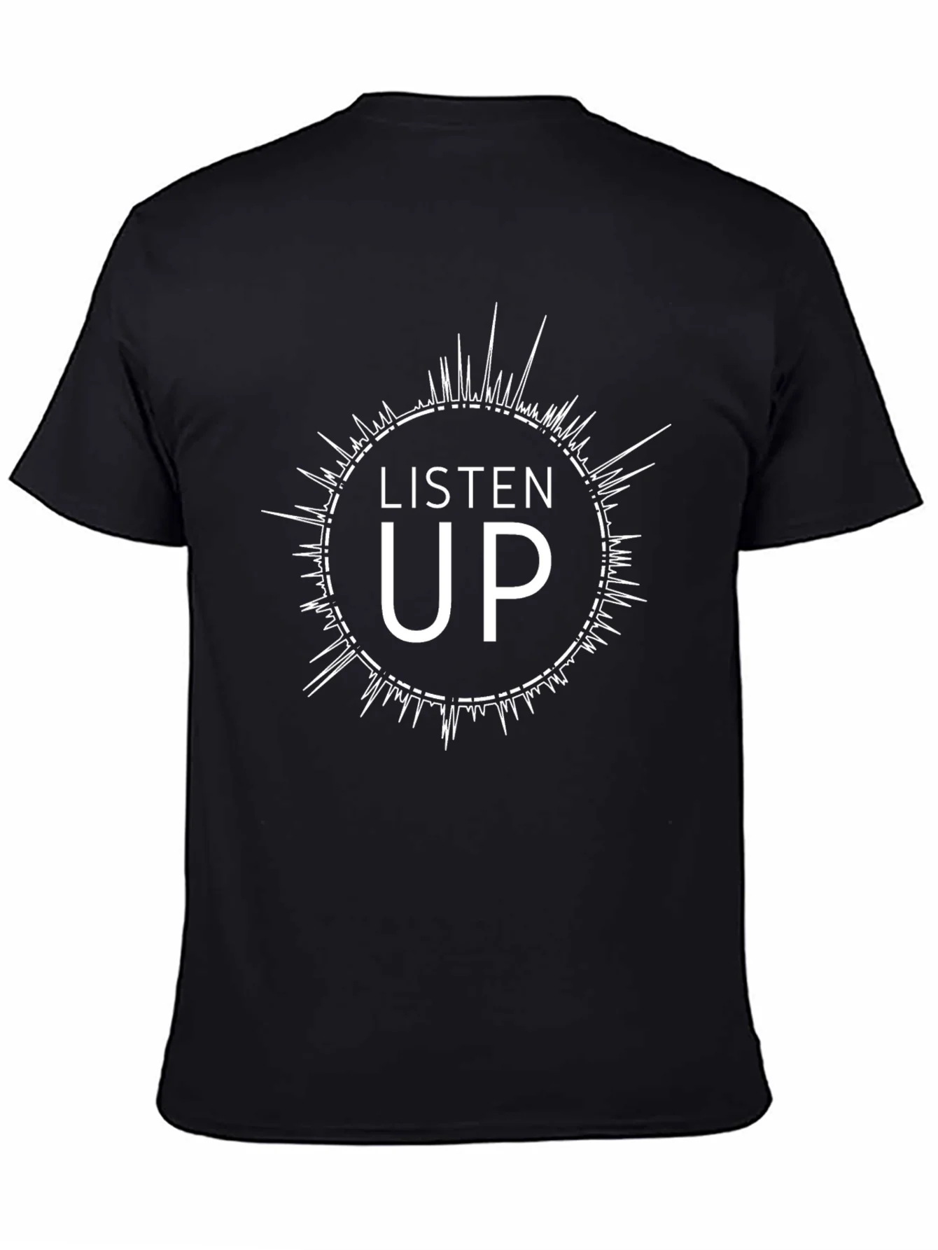 Listen Up Graphic Tee - Black Cotton Crew Neck T-Shirt