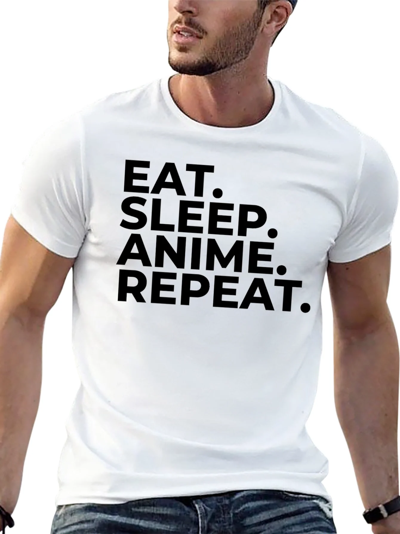 Eat Sleep Anime Repeat Black Graphic Tee