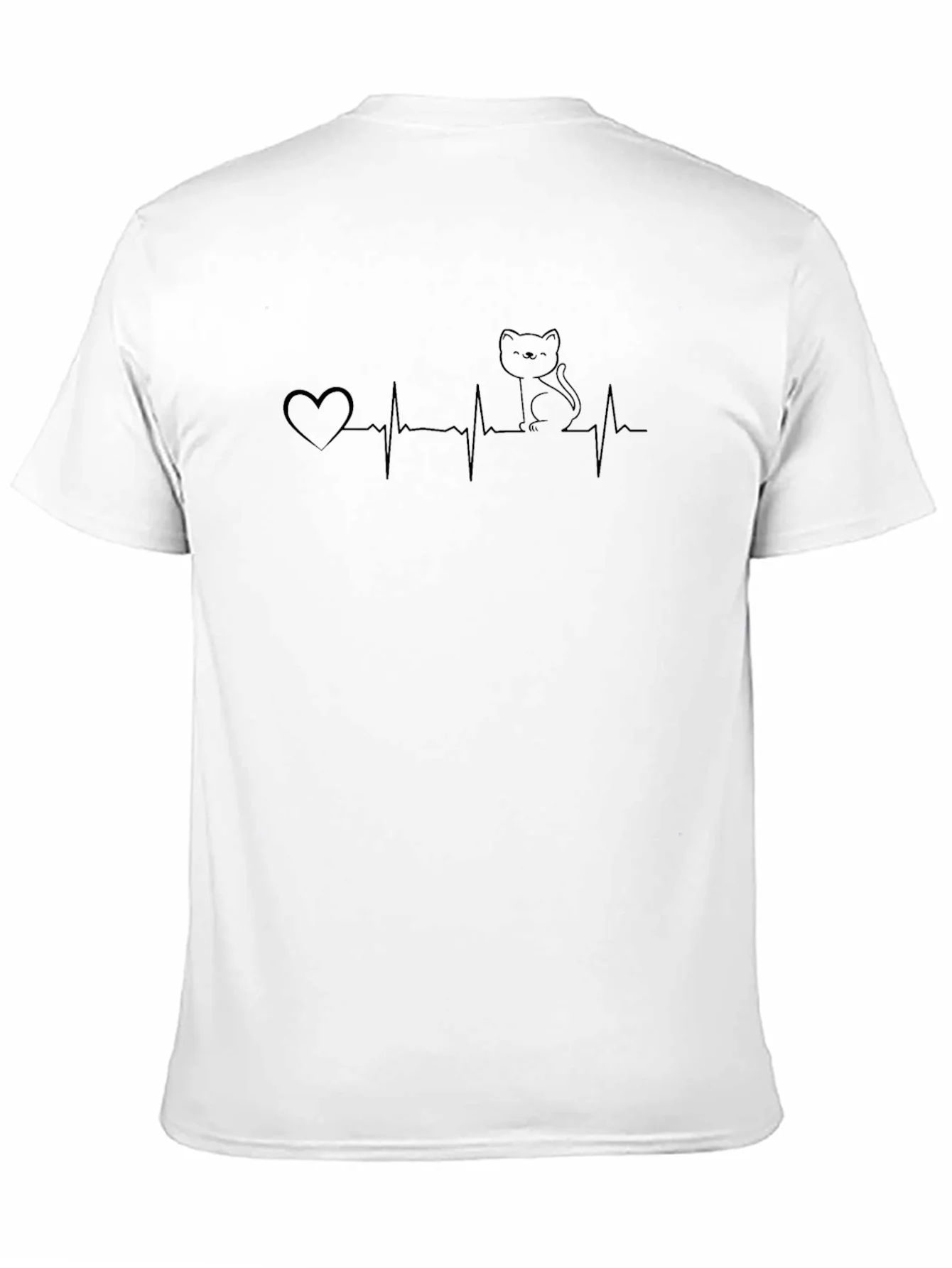 Cat Lover Heartbeat T-Shirt - Black Graphic Tee