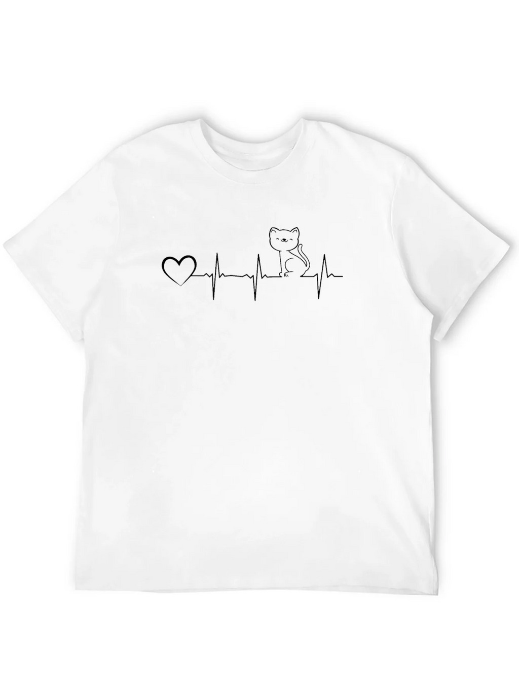 Cat Lover Heartbeat T-Shirt - Black Graphic Tee