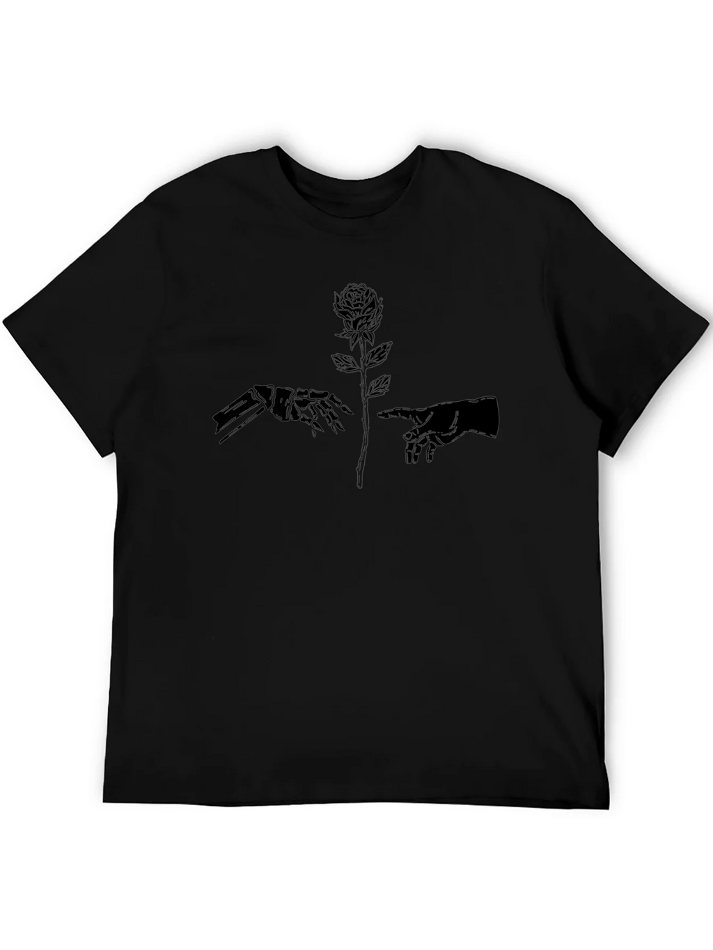 Skeleton Hand Rose Black T-Shirt