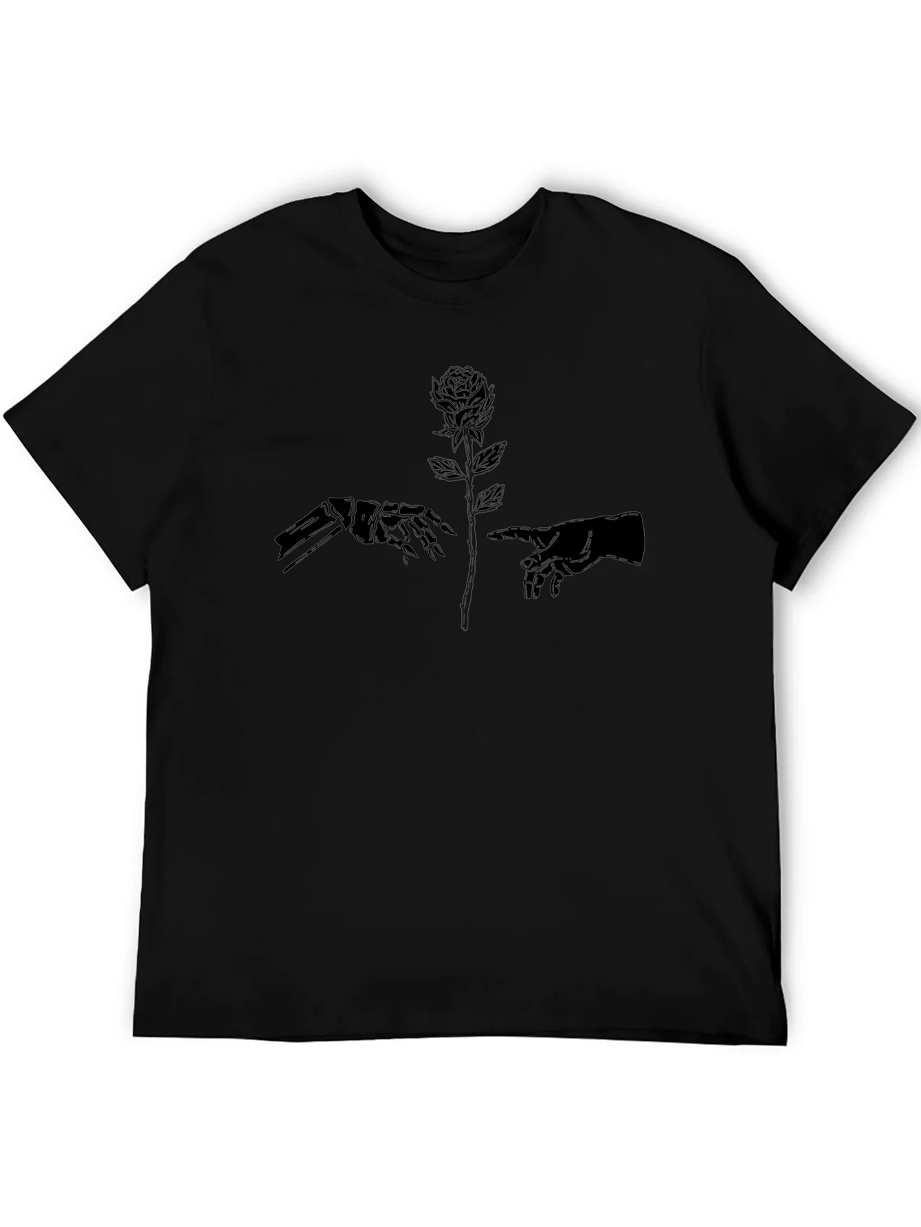 Skeleton Hand Rose Black T-Shirt
