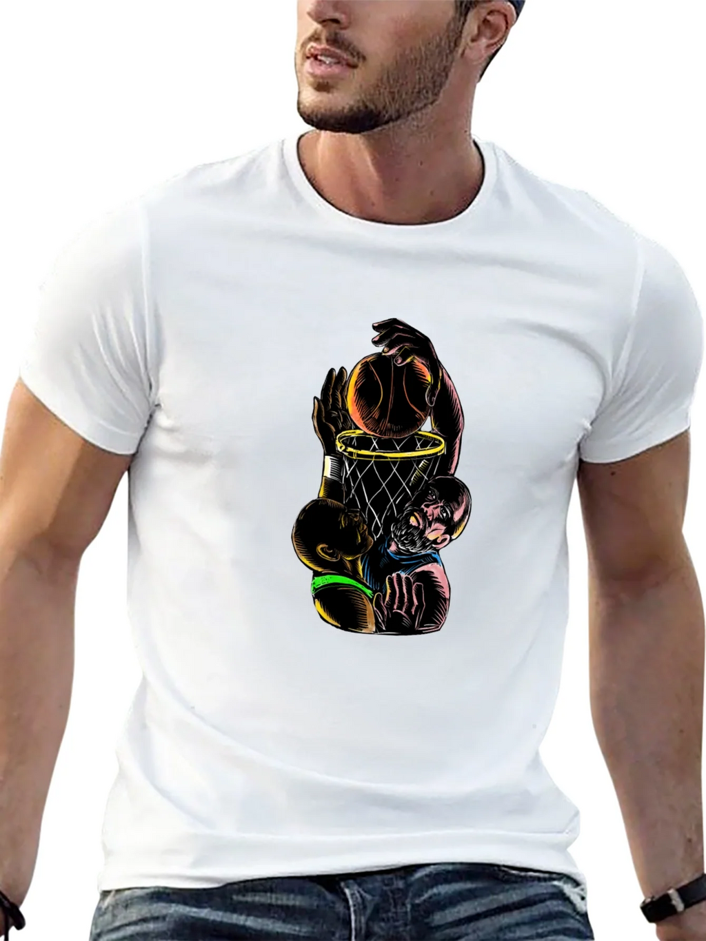 Basketball Graphic Print Mens Black T-Shirt