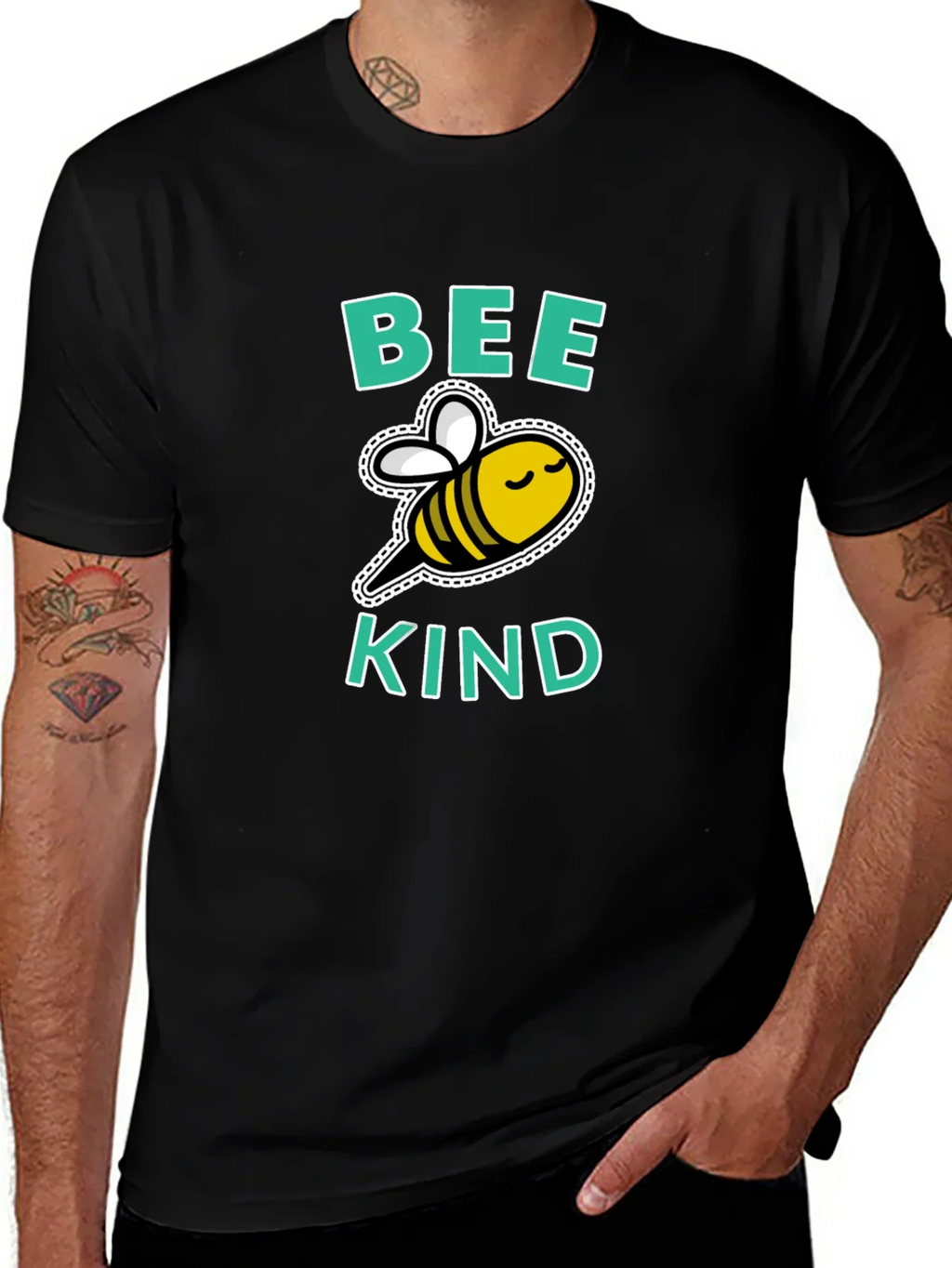 Bee Kind Graphic Tee - Black Cotton T-Shirt