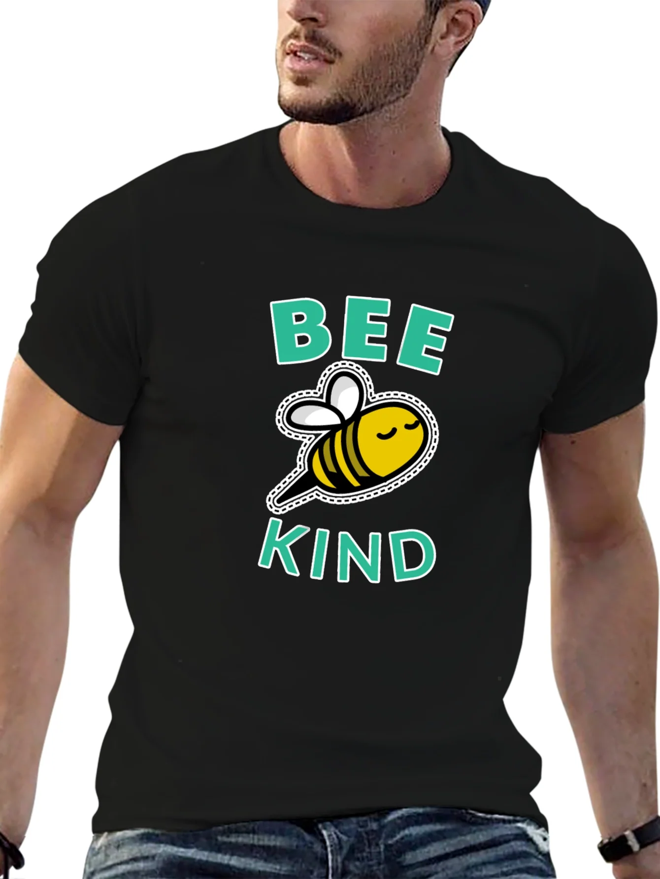 Bee Kind Graphic Tee - Black Cotton T-Shirt