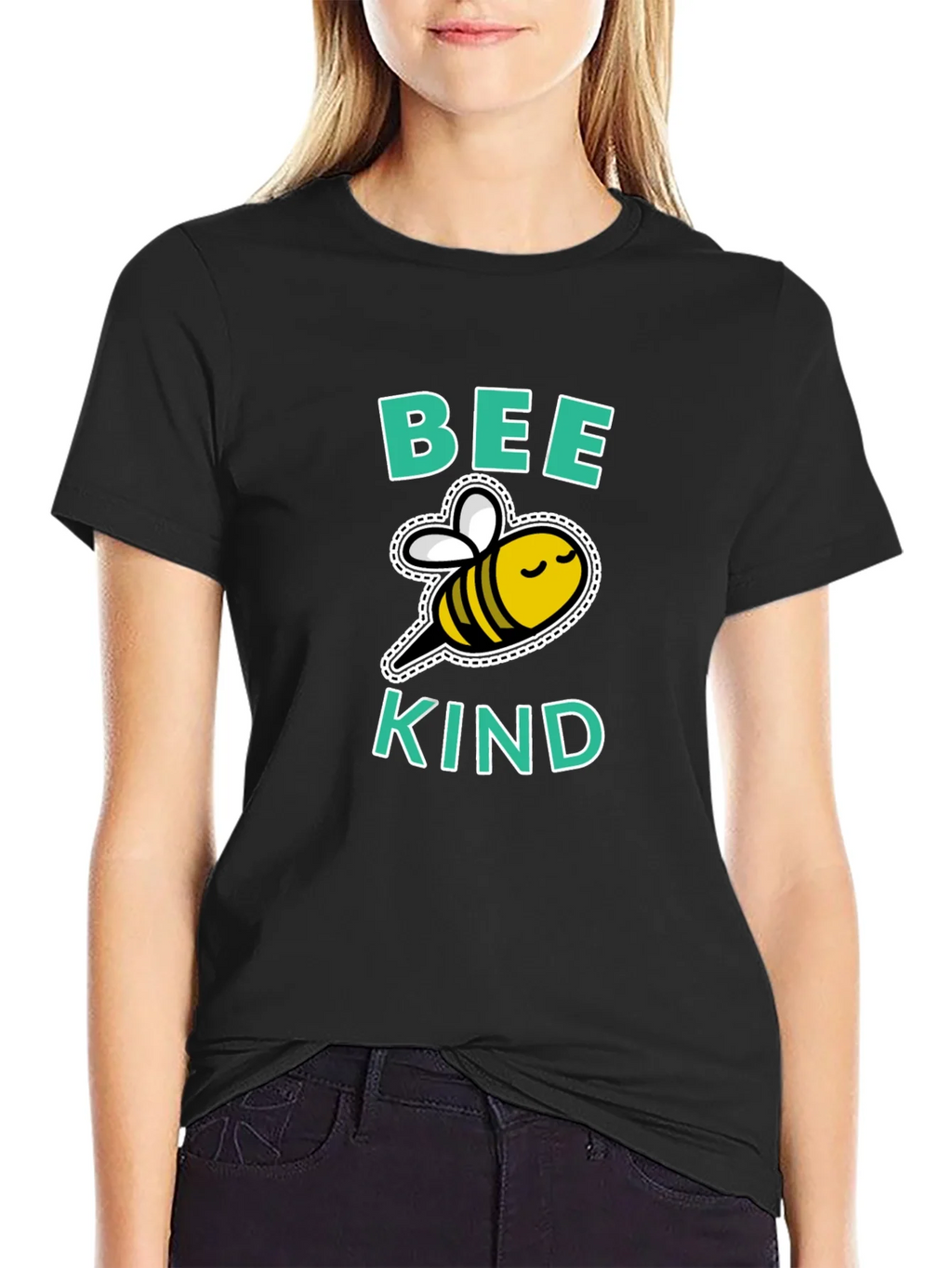 Bee Kind Graphic Tee - Black Cotton T-Shirt