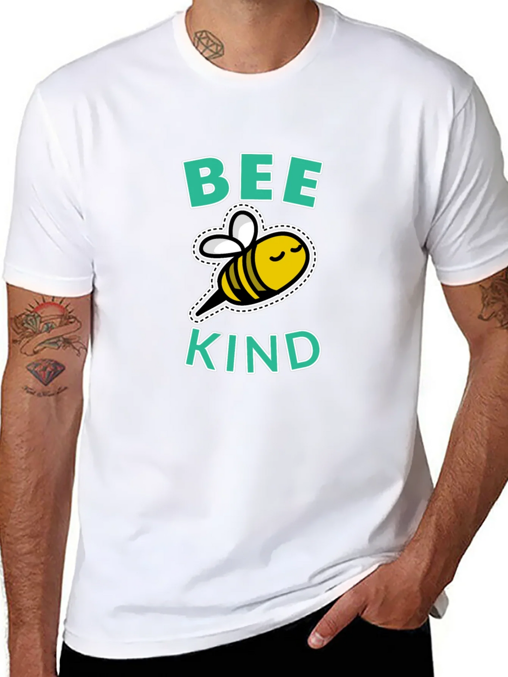 Bee Kind Graphic Tee - Black Cotton T-Shirt