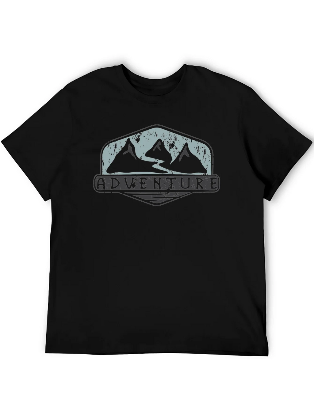 Adventure Mountain Graphic Tee - Black Cotton