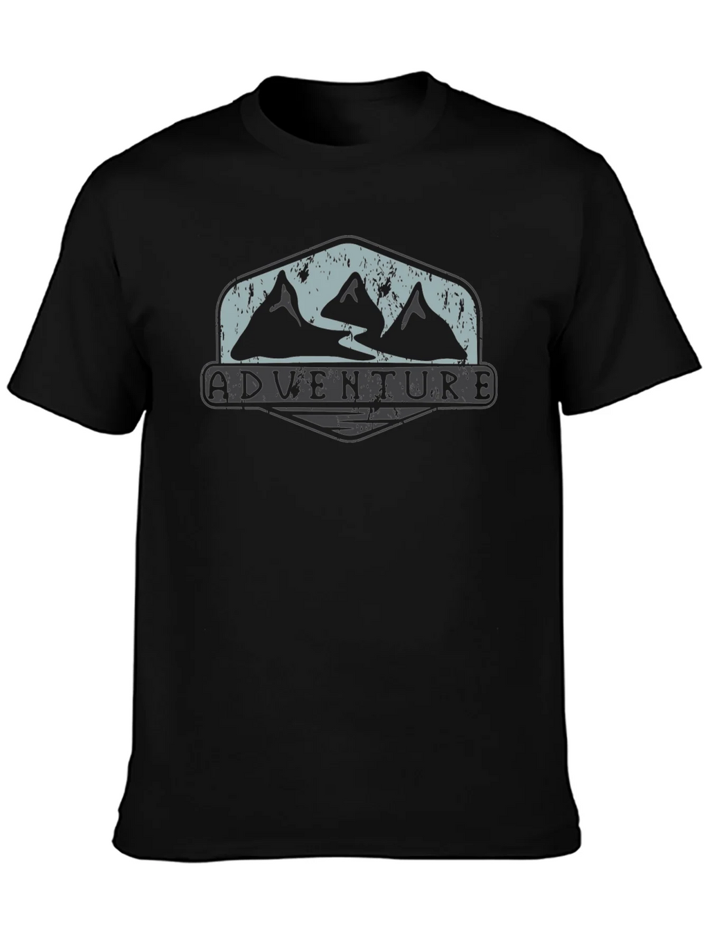 Adventure Mountain Graphic Tee - Black Cotton