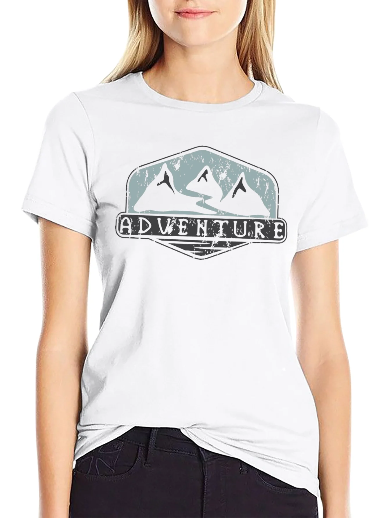 Adventure Mountain Graphic Tee - Black Cotton