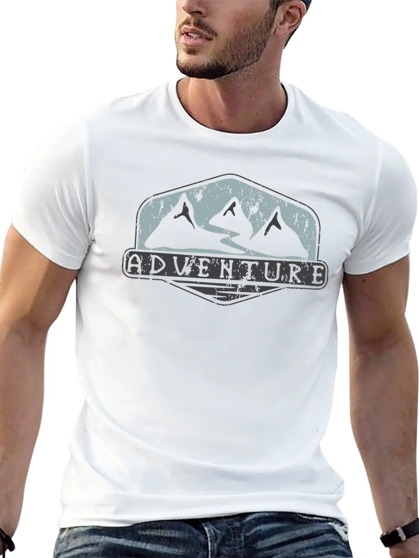 Adventure Mountain Graphic Tee - Black Cotton