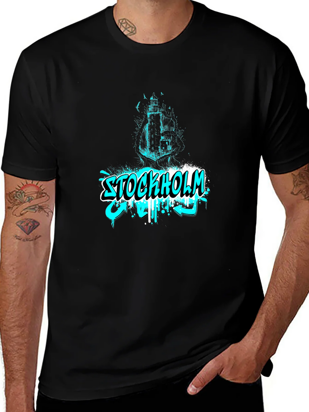 Stockholm Graffiti T-Shirt - Black Cotton Tee