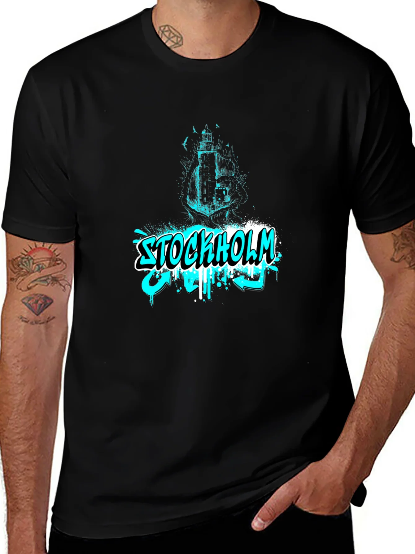 Stockholm Graffiti T-Shirt - Black Cotton Tee