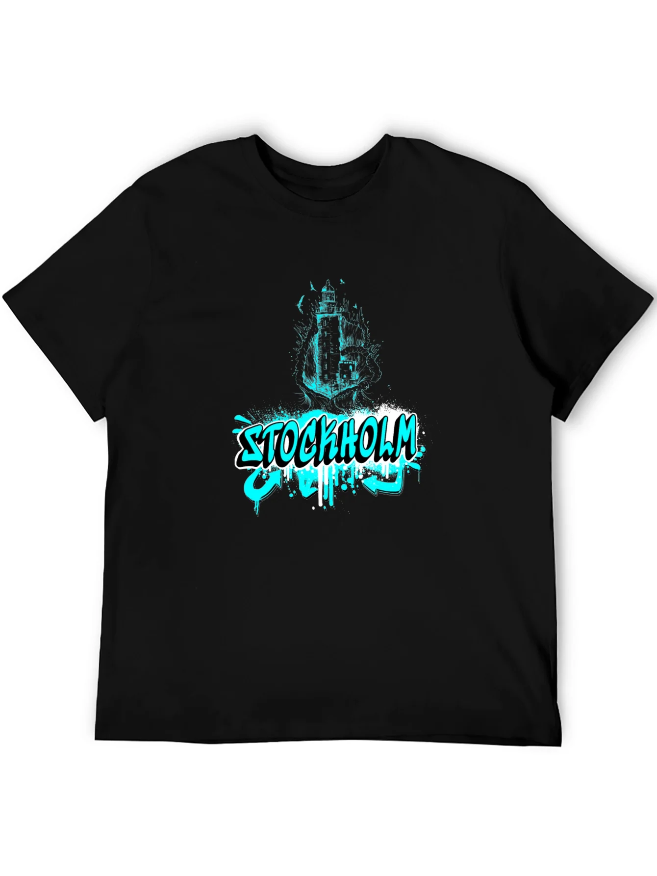 Stockholm Graffiti T-Shirt - Black Cotton Tee