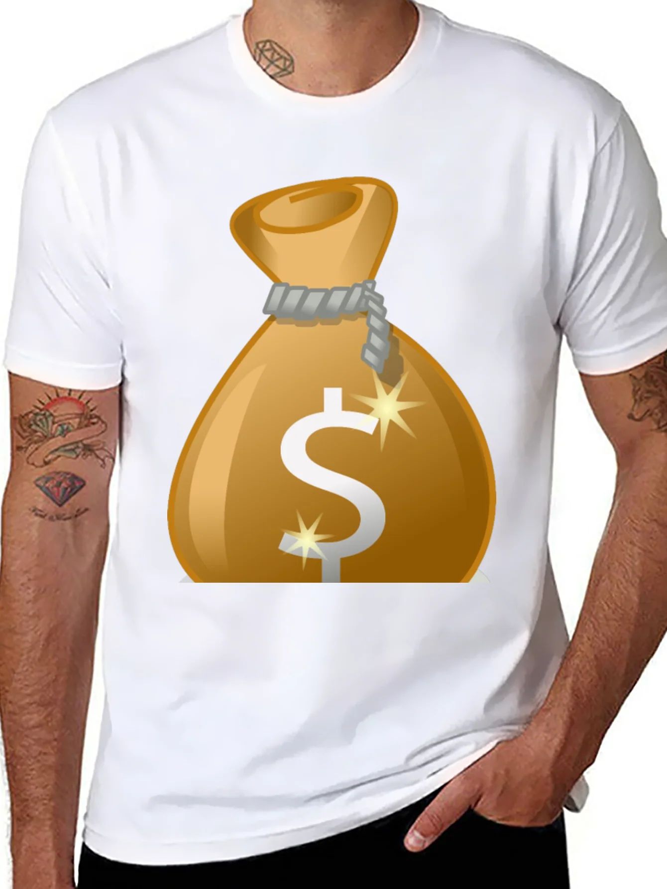 Money Bag Graphic Tee - Black Cotton T-Shirt