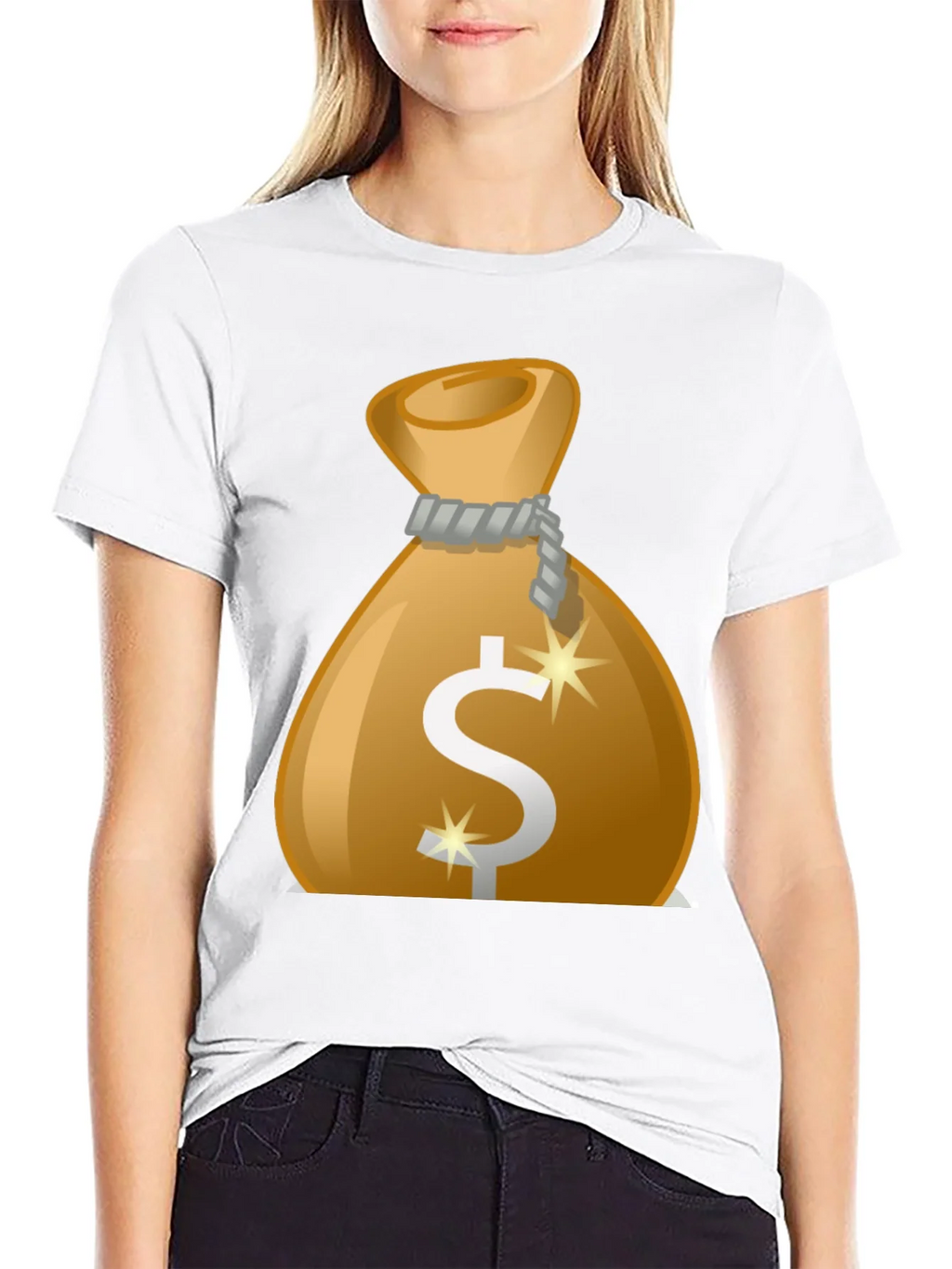 Money Bag Graphic Tee - Black Cotton T-Shirt