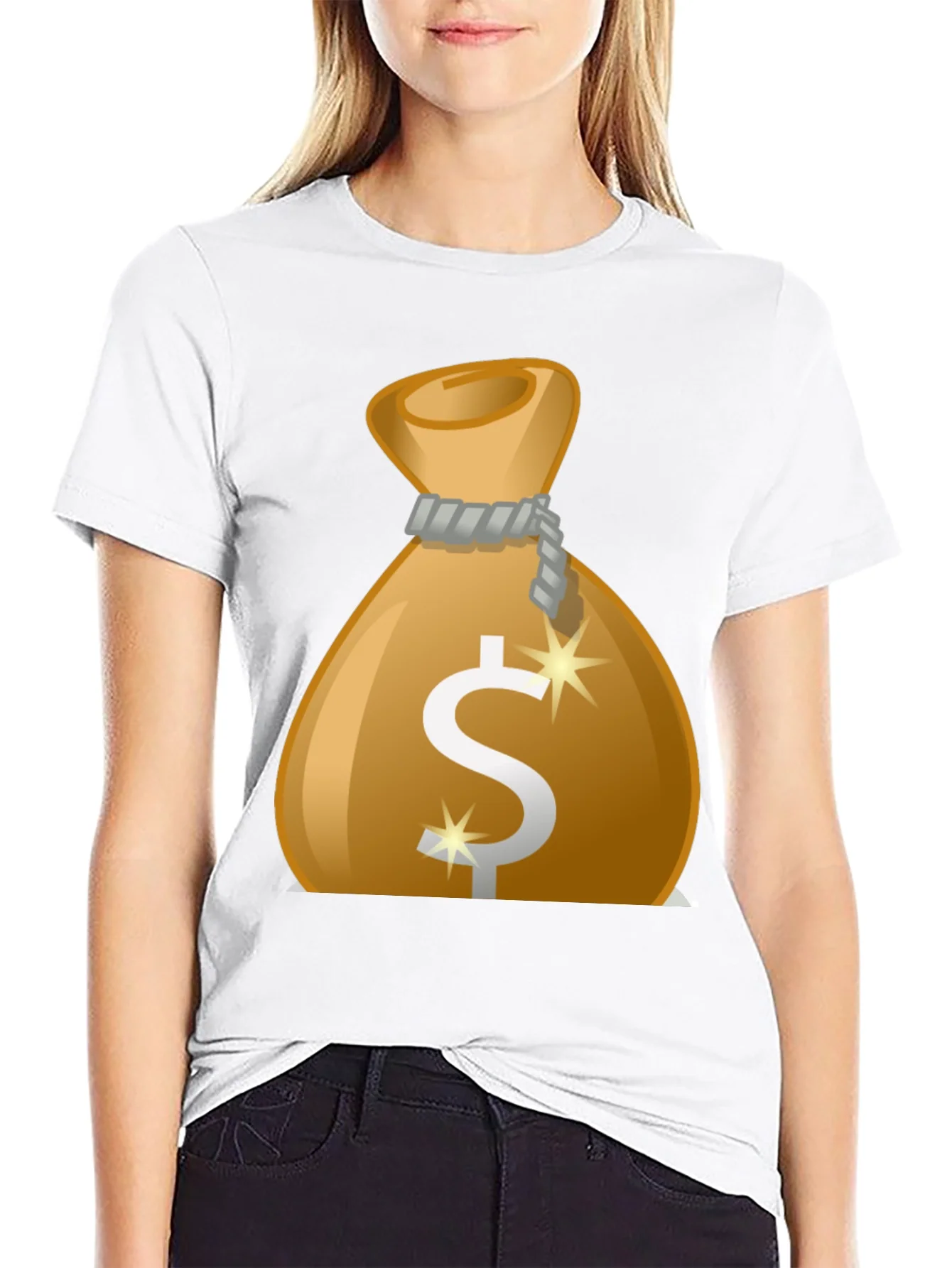 Money Bag Graphic Tee - Black Cotton T-Shirt