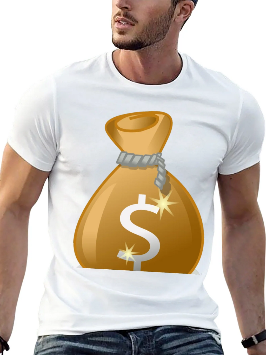 Money Bag Graphic Tee - Black Cotton T-Shirt