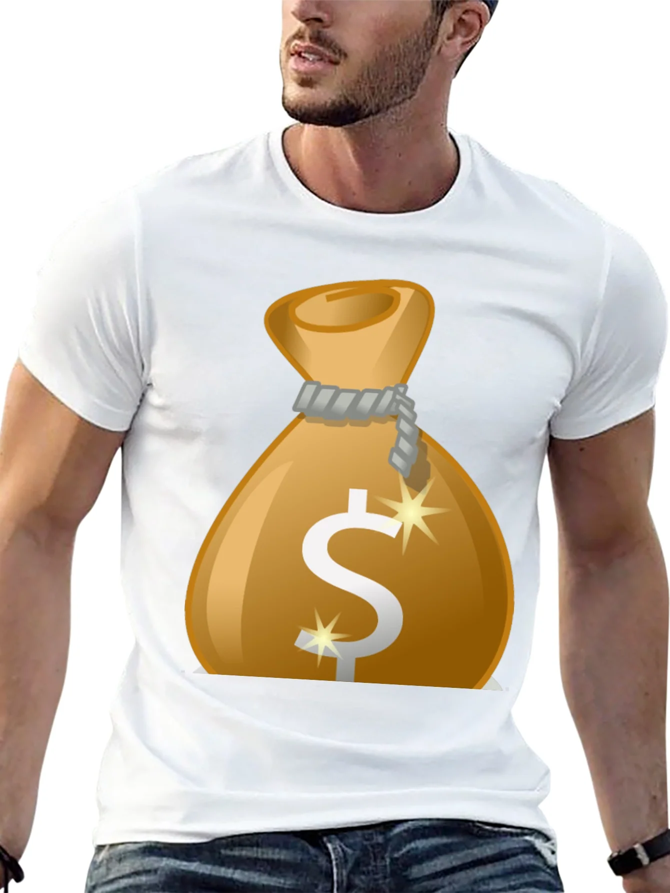 Money Bag Graphic Tee - Black Cotton T-Shirt