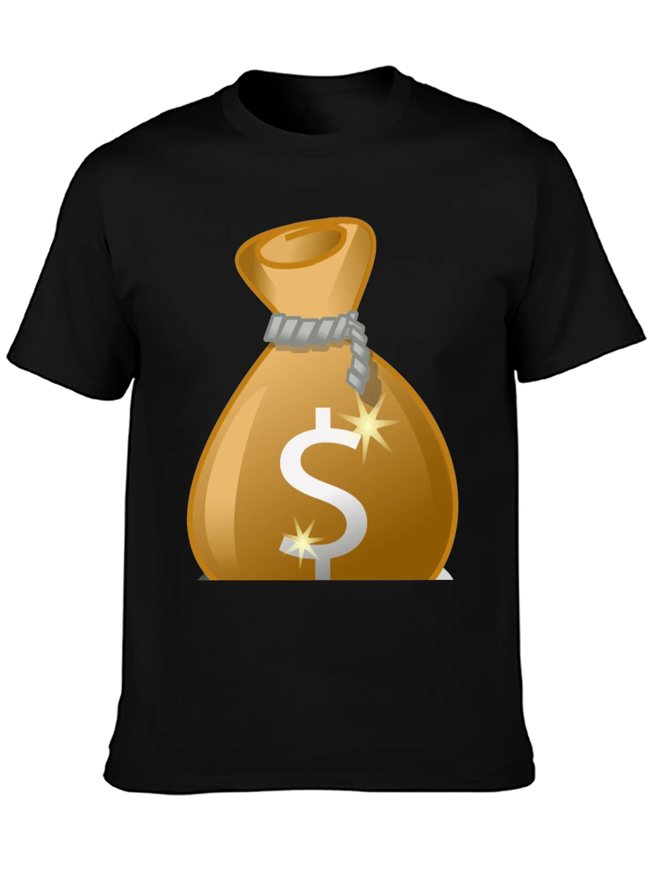 Money Bag Graphic Tee - Black Cotton T-Shirt