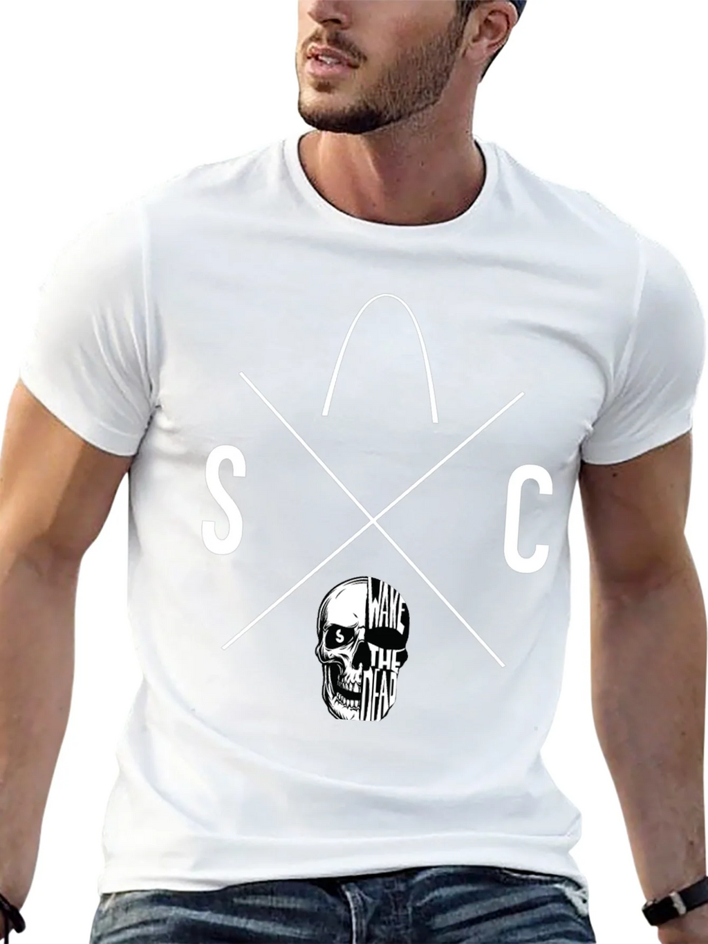 Wake The Dead Graphic Tee - Skull Design