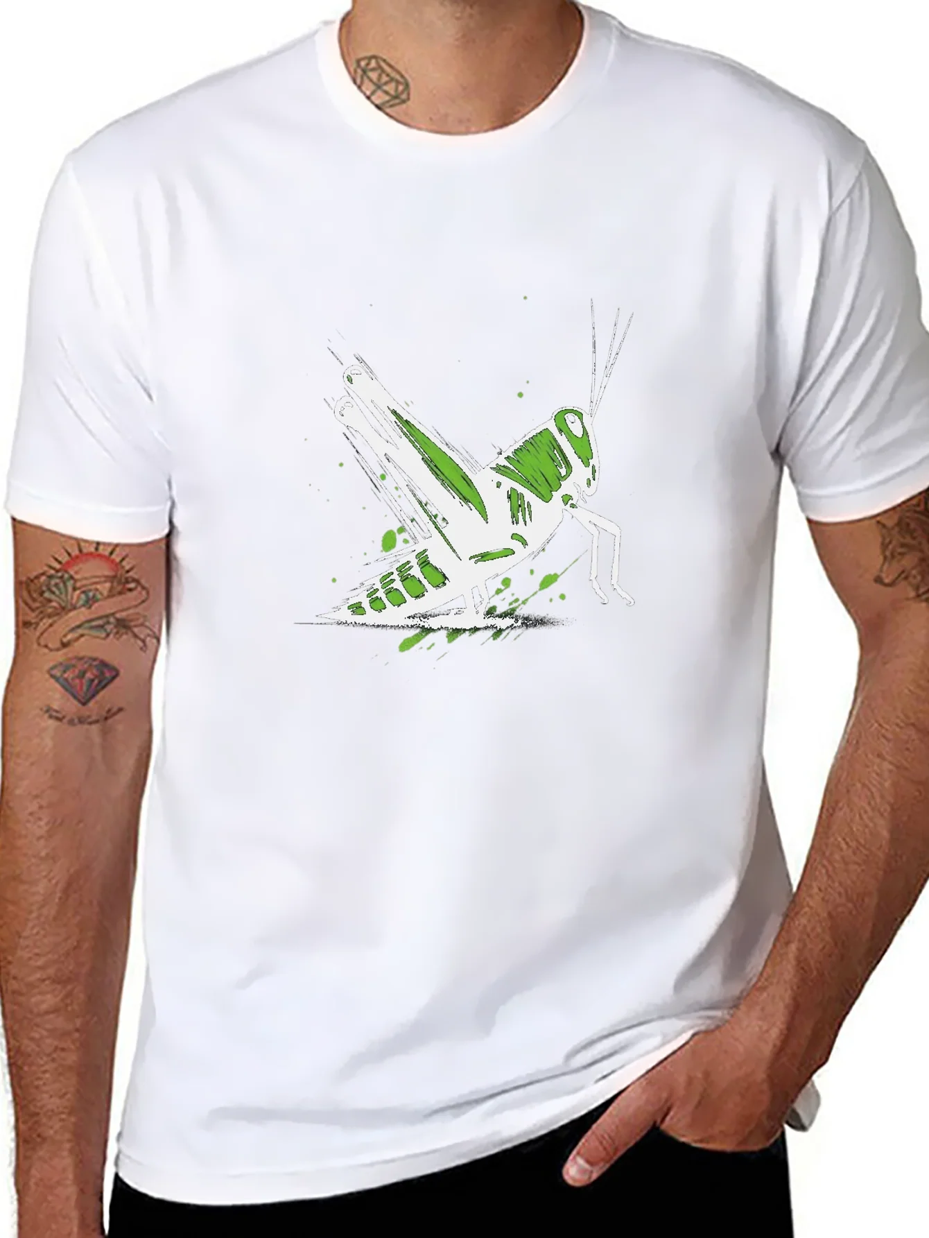 Grasshopper Graphic Tee - Stylish Insect Design