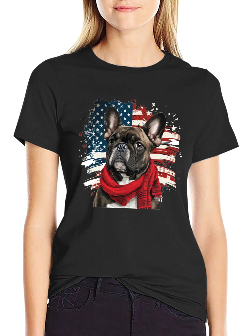 Dog USA Flag Graphic Tee - Patriotic Pup