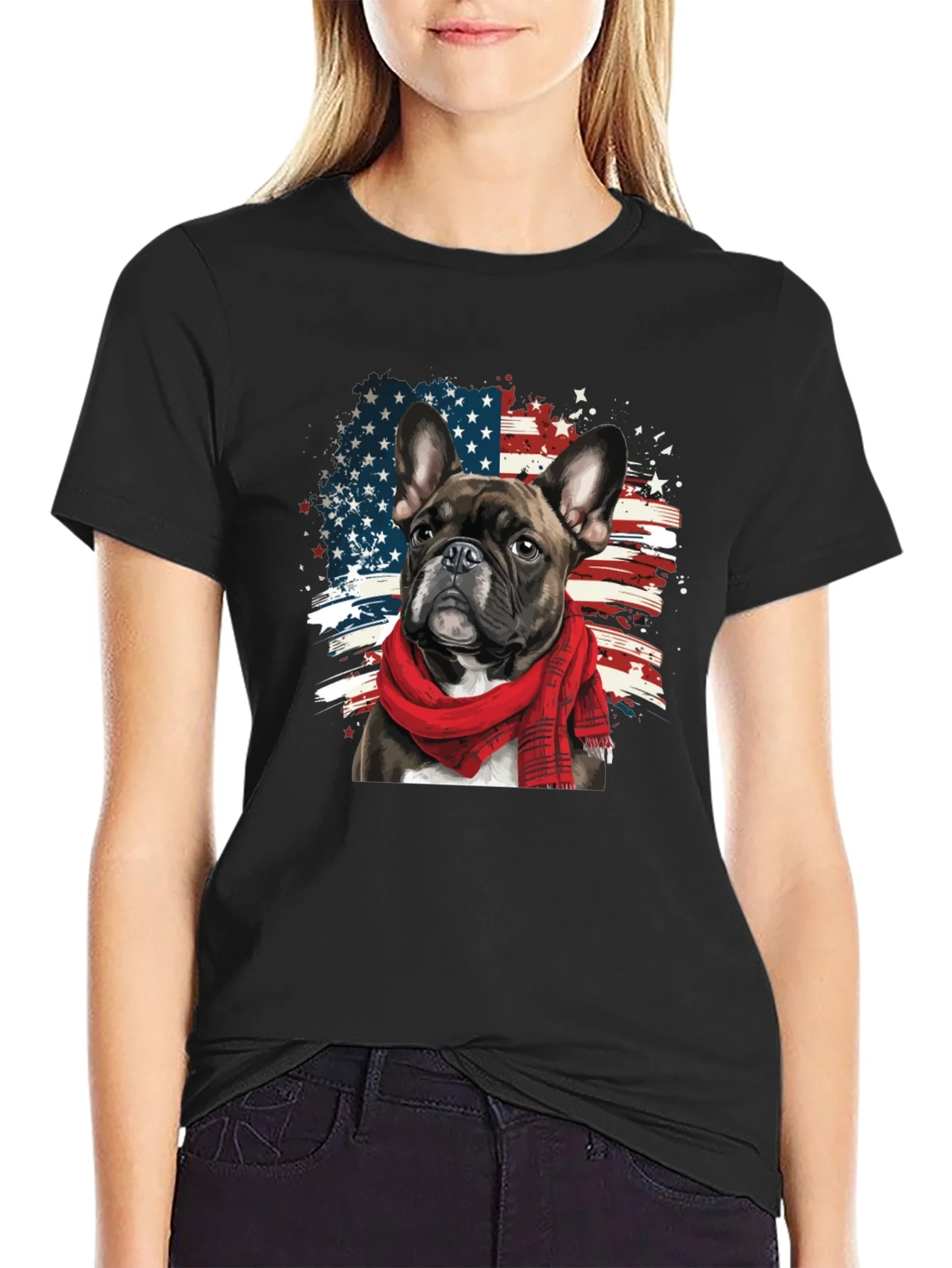 Dog USA Flag Graphic Tee - Patriotic Pup
