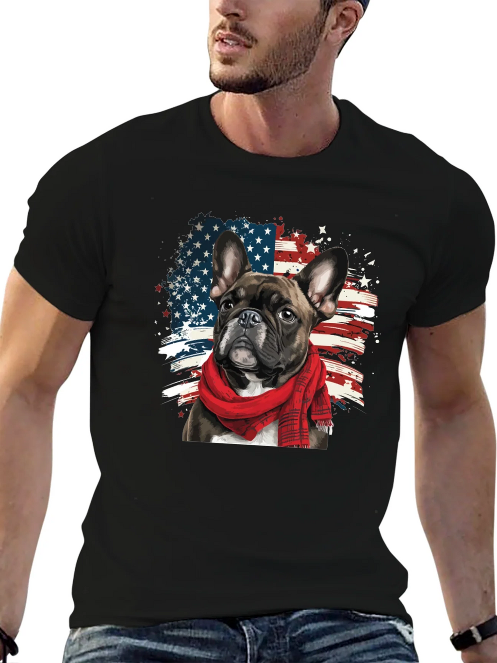 Dog USA Flag Graphic Tee - Patriotic Pup