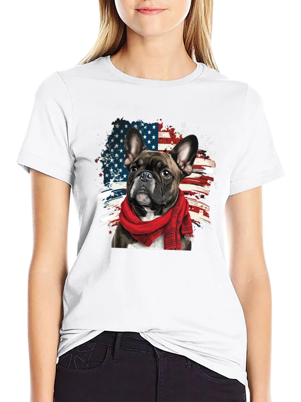 Dog USA Flag Graphic Tee - Patriotic Pup