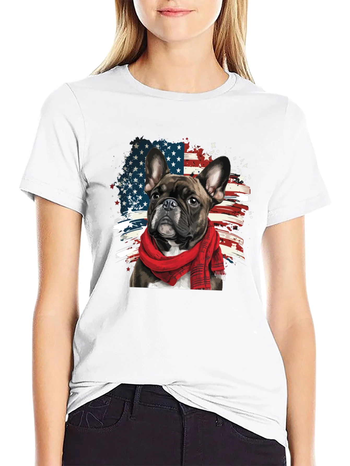 Dog USA Flag Graphic Tee - Patriotic Pup