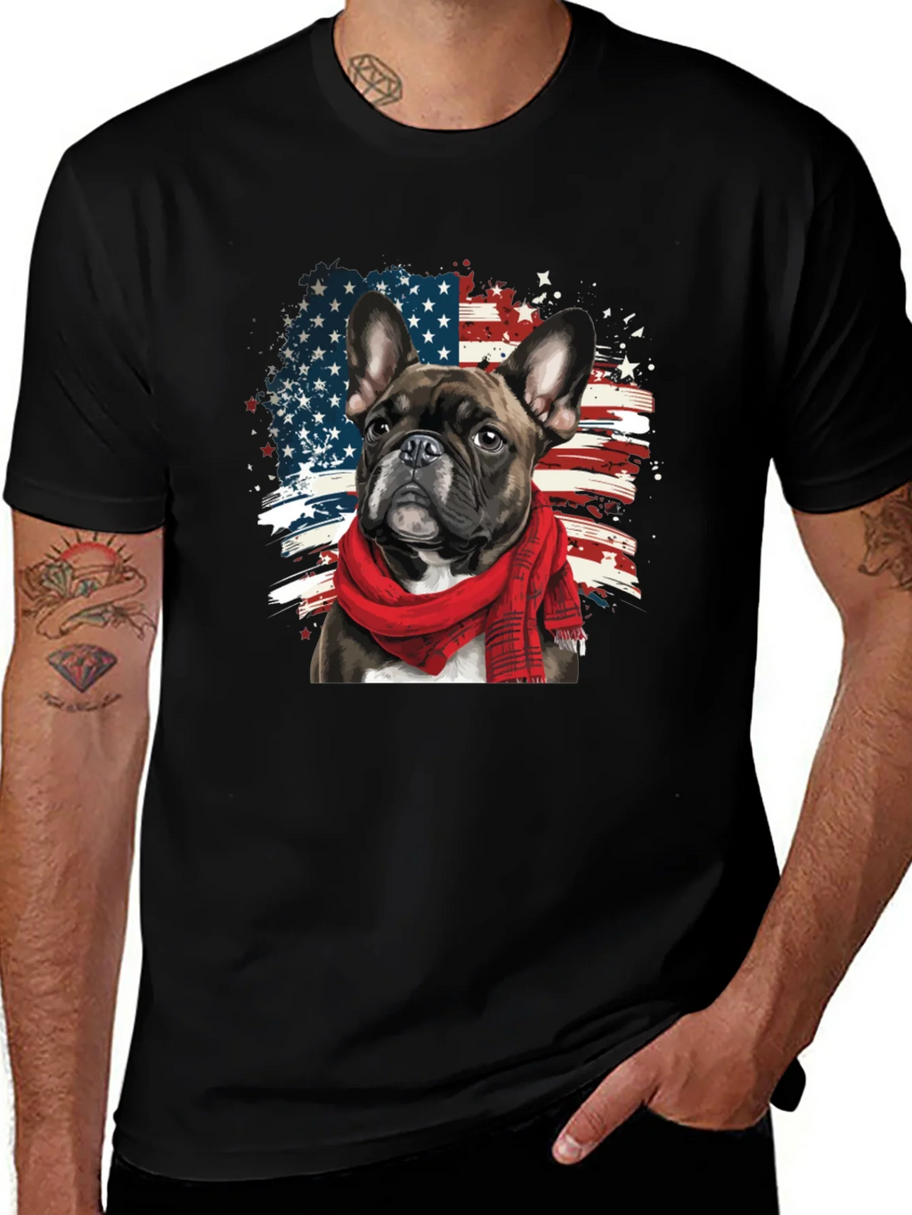 Dog USA Flag Graphic Tee - Patriotic Pup
