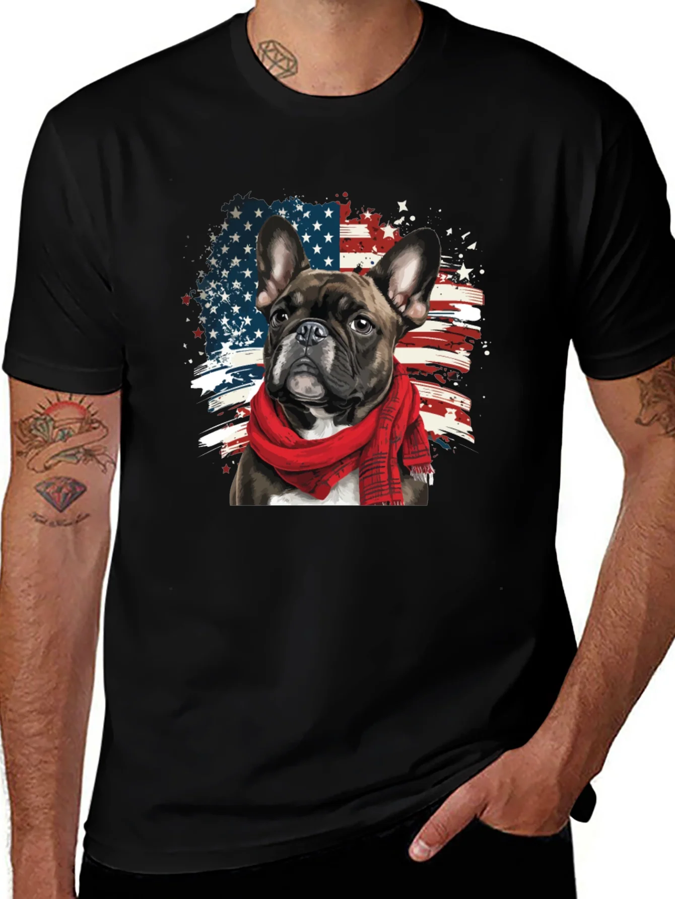 Dog USA Flag Graphic Tee - Patriotic Pup