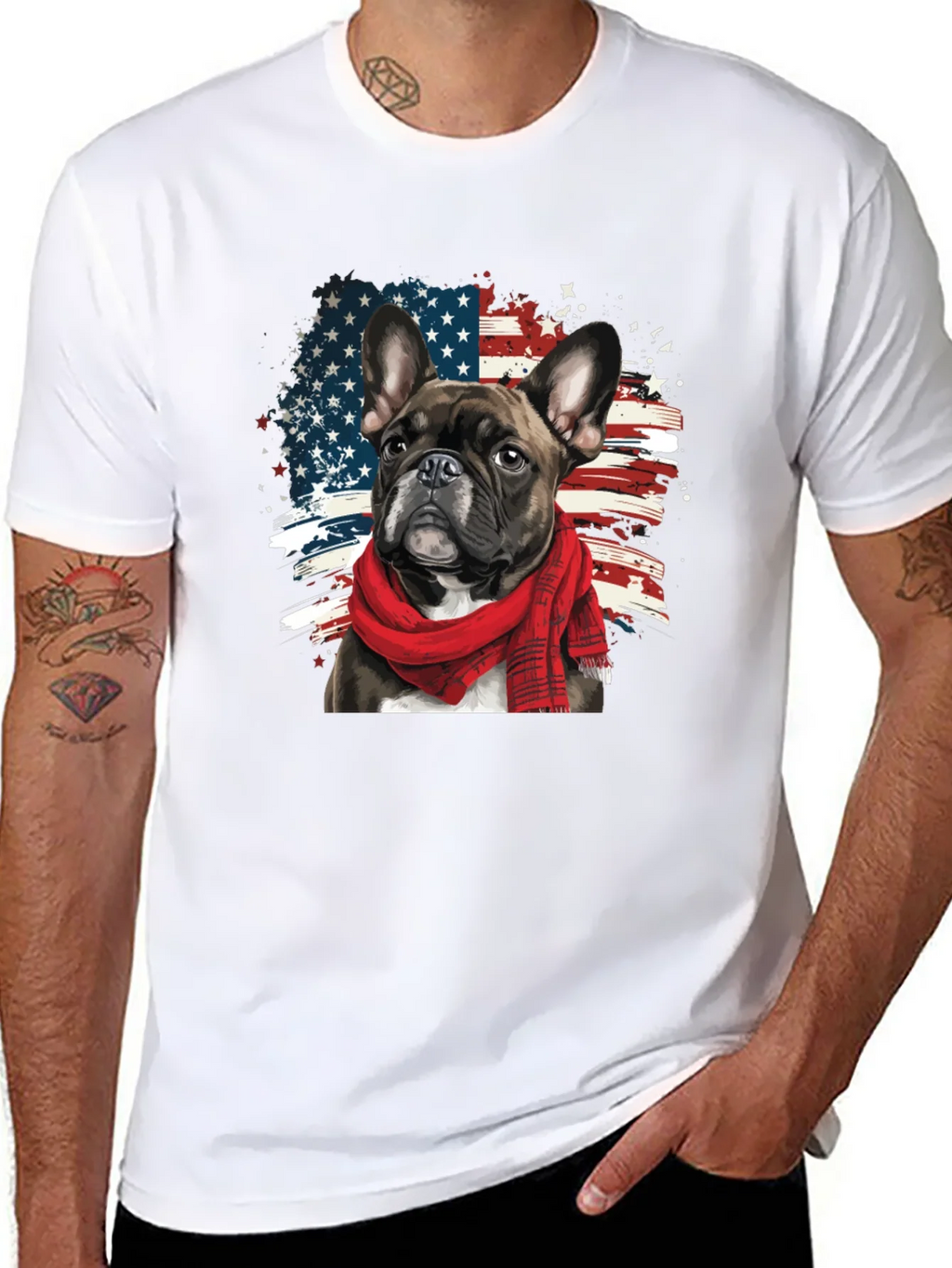 Dog USA Flag Graphic Tee - Patriotic Pup
