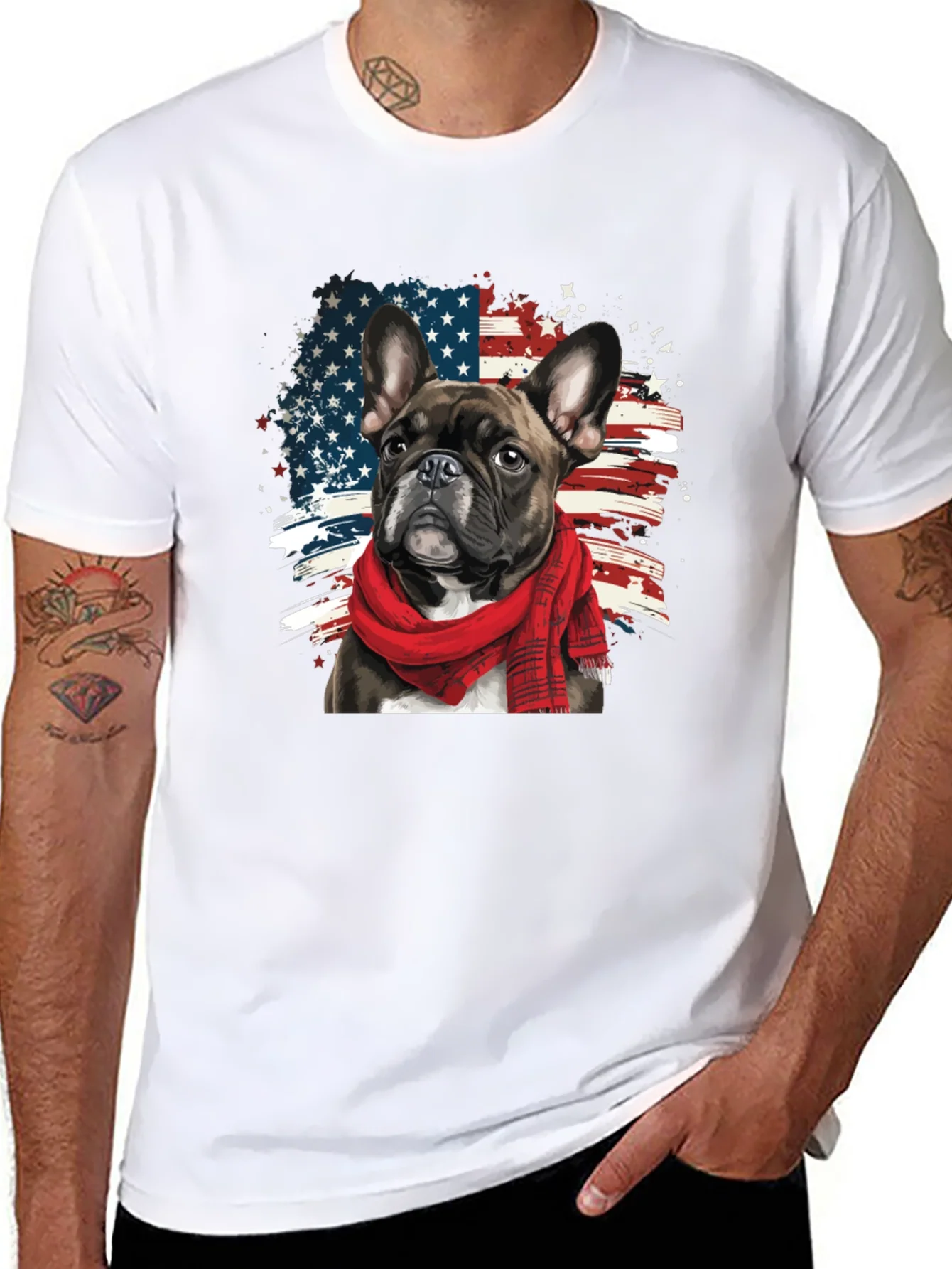 Dog USA Flag Graphic Tee - Patriotic Pup