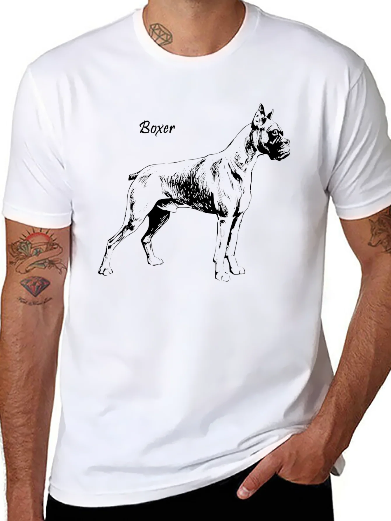Boxer Dog Graphic T-Shirt - Mens Casual Tee