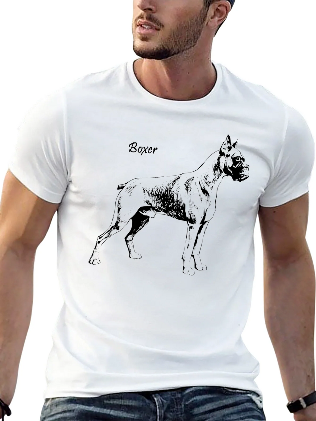 Boxer Dog Graphic T-Shirt - Mens Casual Tee