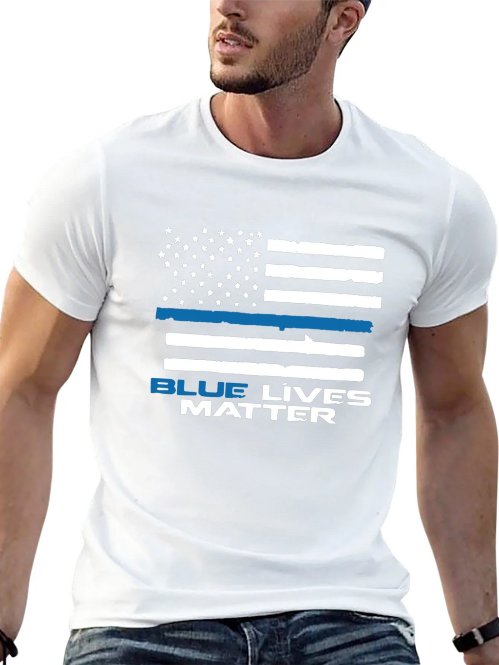 Blue Lives Matter Flag Graphic T-Shirt