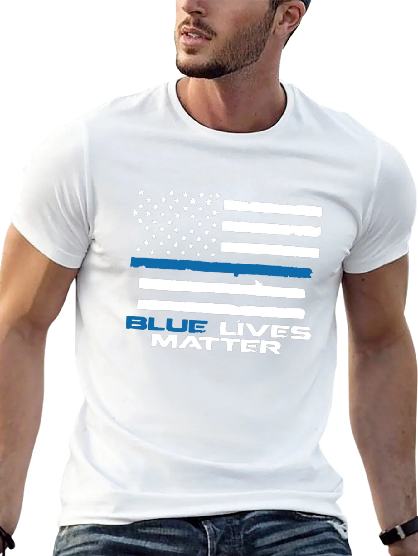 Blue Lives Matter Flag Graphic T-Shirt