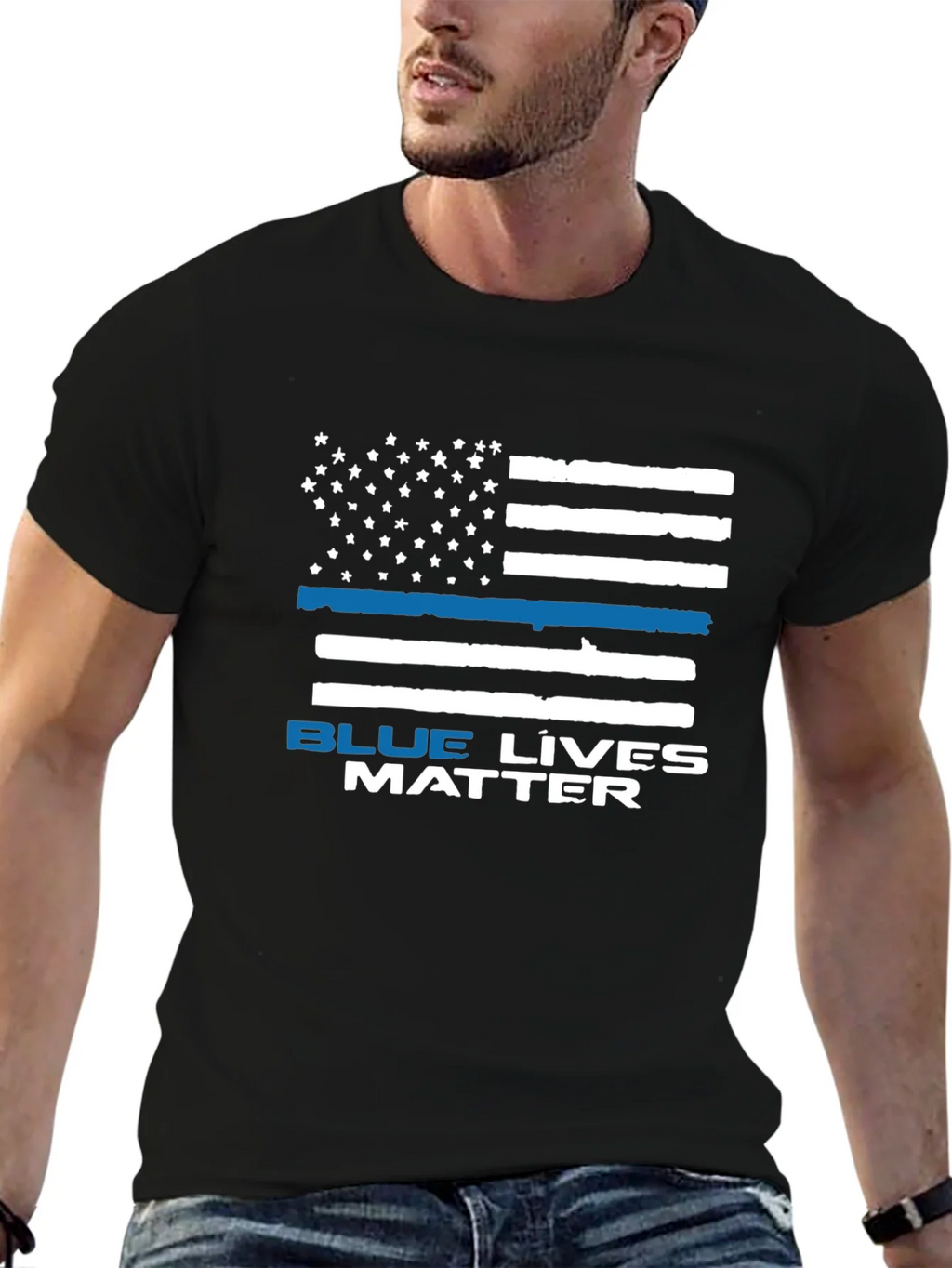 Blue Lives Matter Flag Graphic T-Shirt
