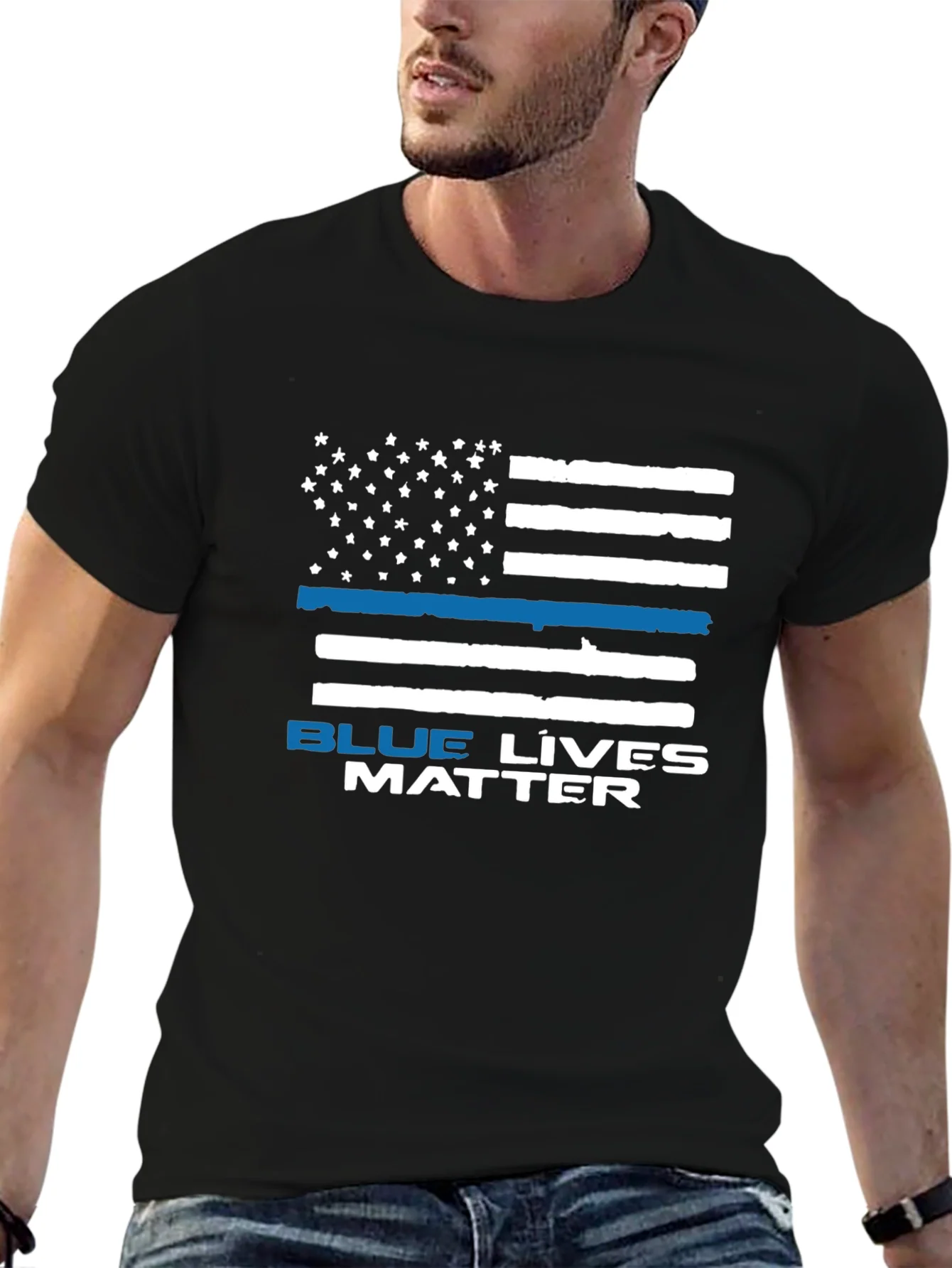Blue Lives Matter Flag Graphic T-Shirt