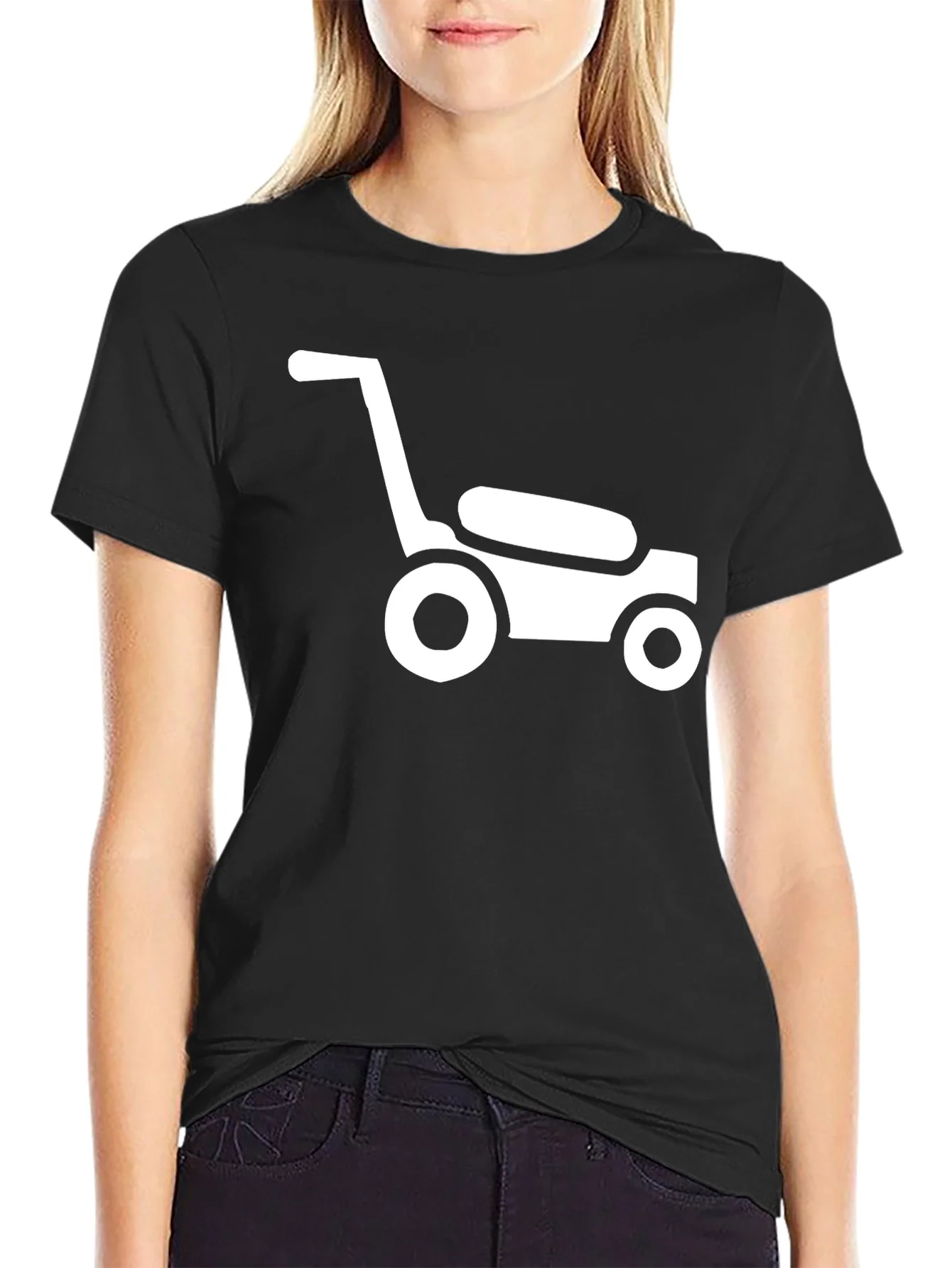 Lawn Mower Graphic Tee - Black Cotton Casual Shirt