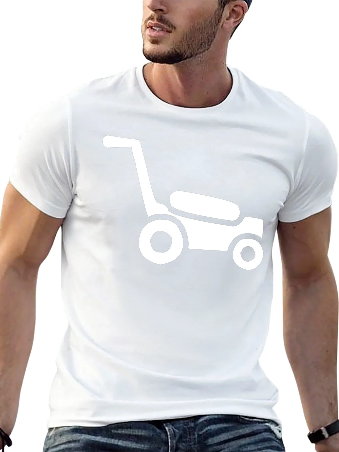 Lawn Mower Graphic Tee - Black Cotton Casual Shirt