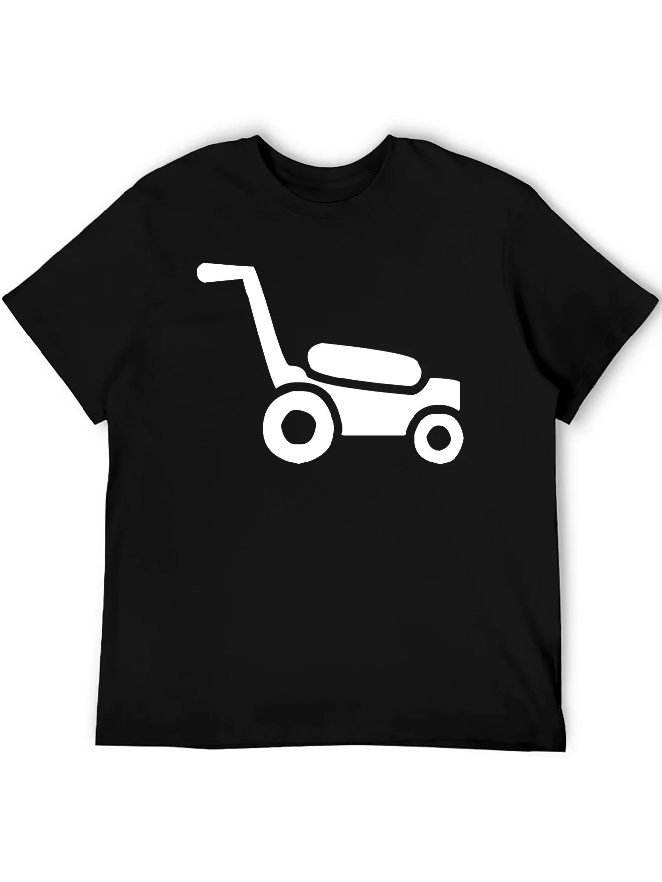 Lawn Mower Graphic Tee - Black Cotton Casual Shirt