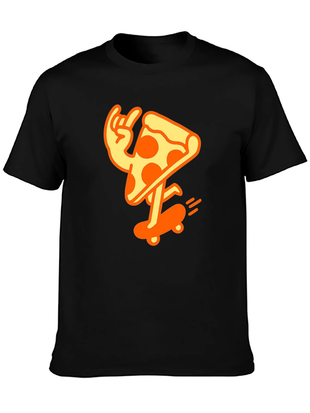 Cool Pizza Skater Graphic T-Shirt - Black Cotton Tee